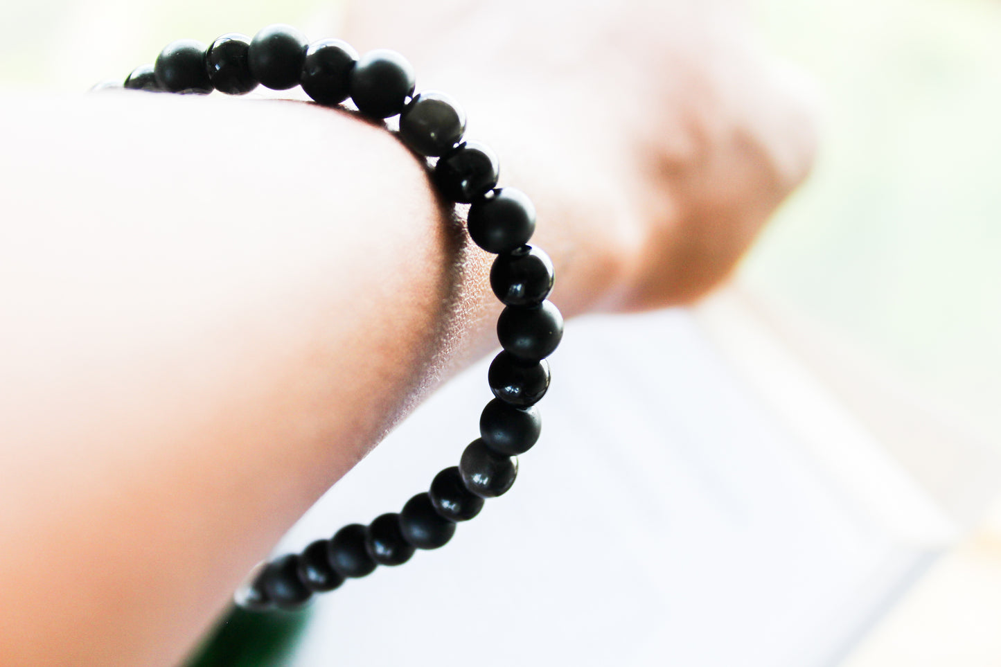 Triple Protection Bracelet - Black Beryl, Golden Black Obsidian, Black Agate Bracelet