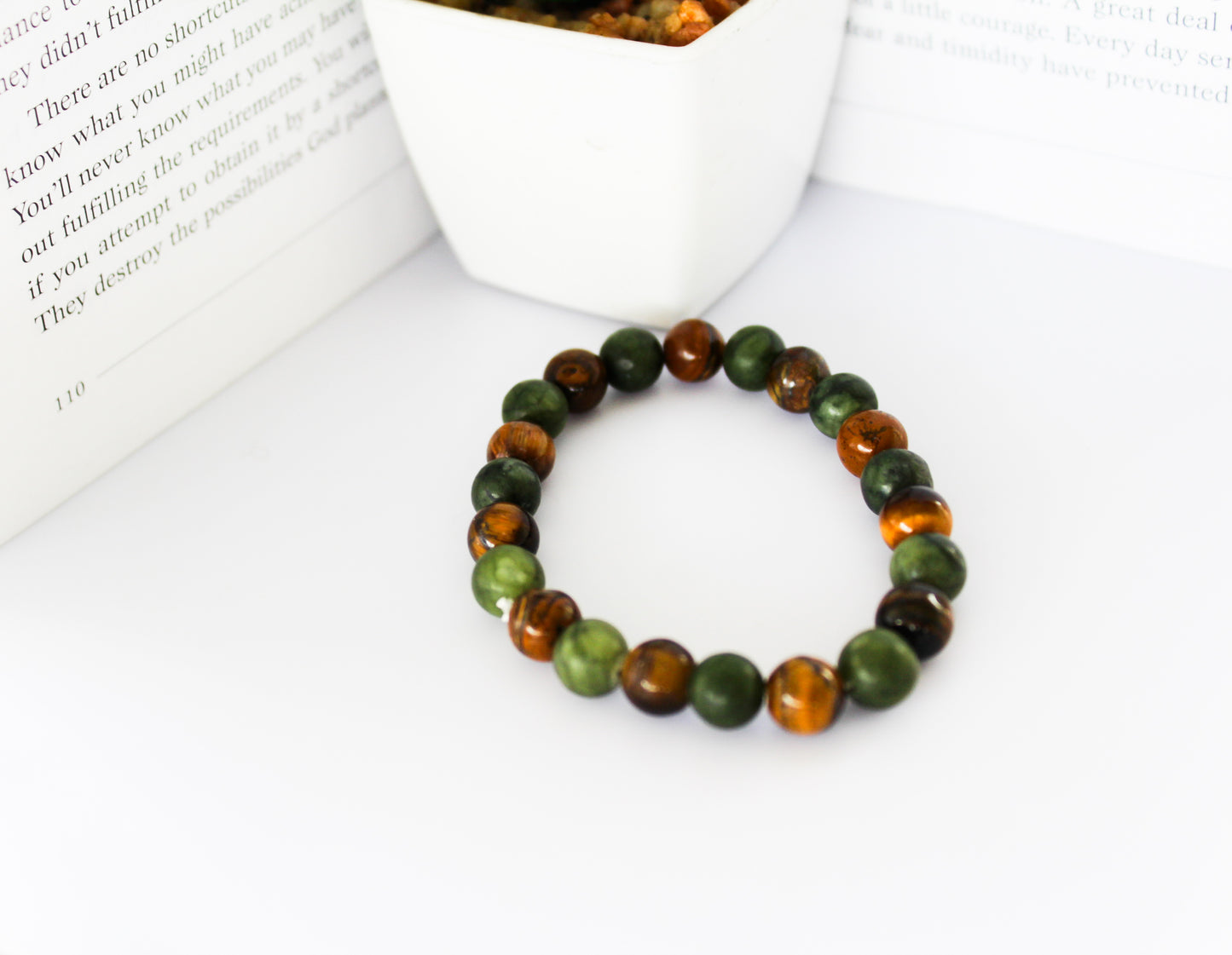 Tiger Eye and Jade beads