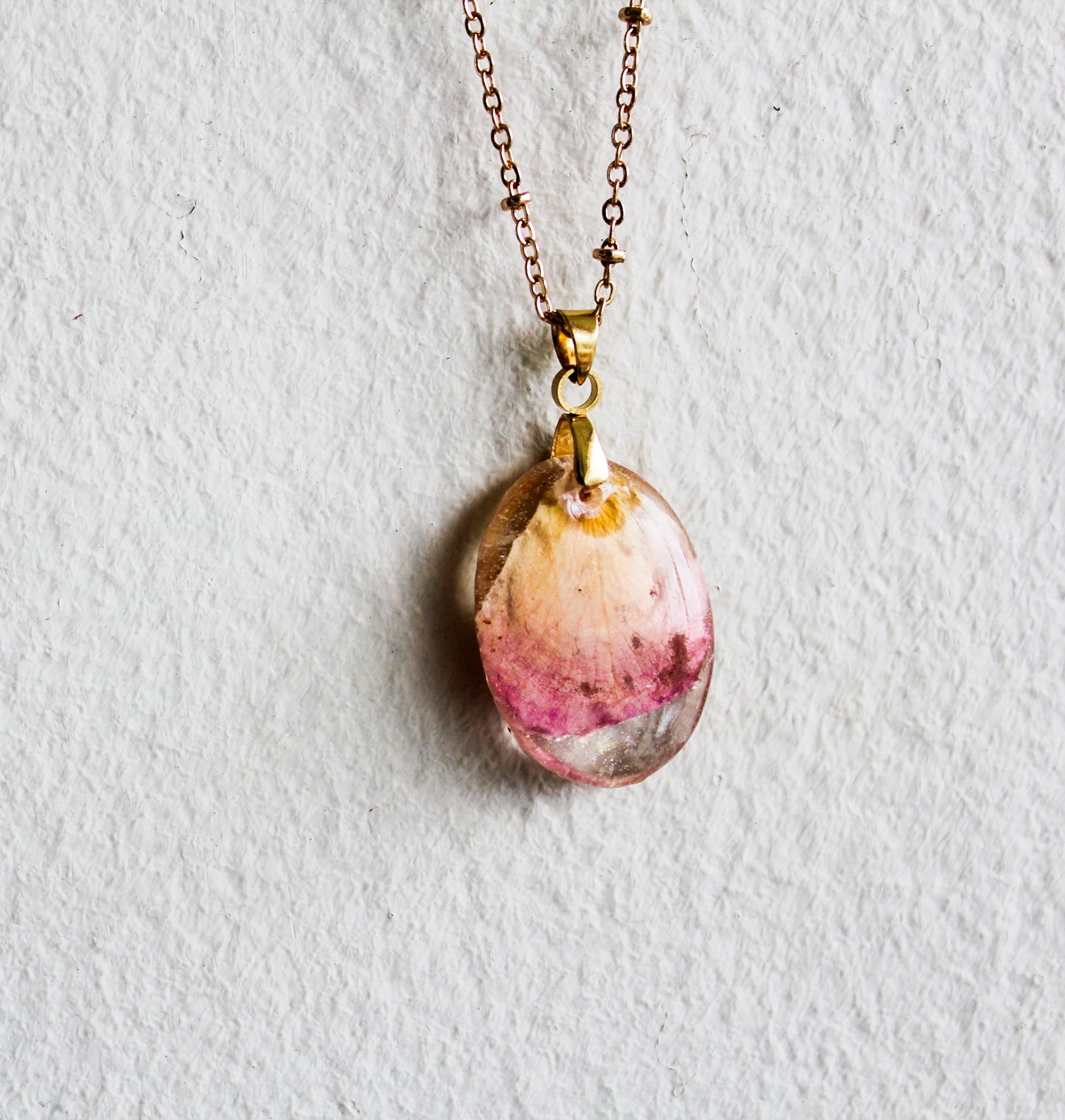 Pink Rose Petal Pendant~O