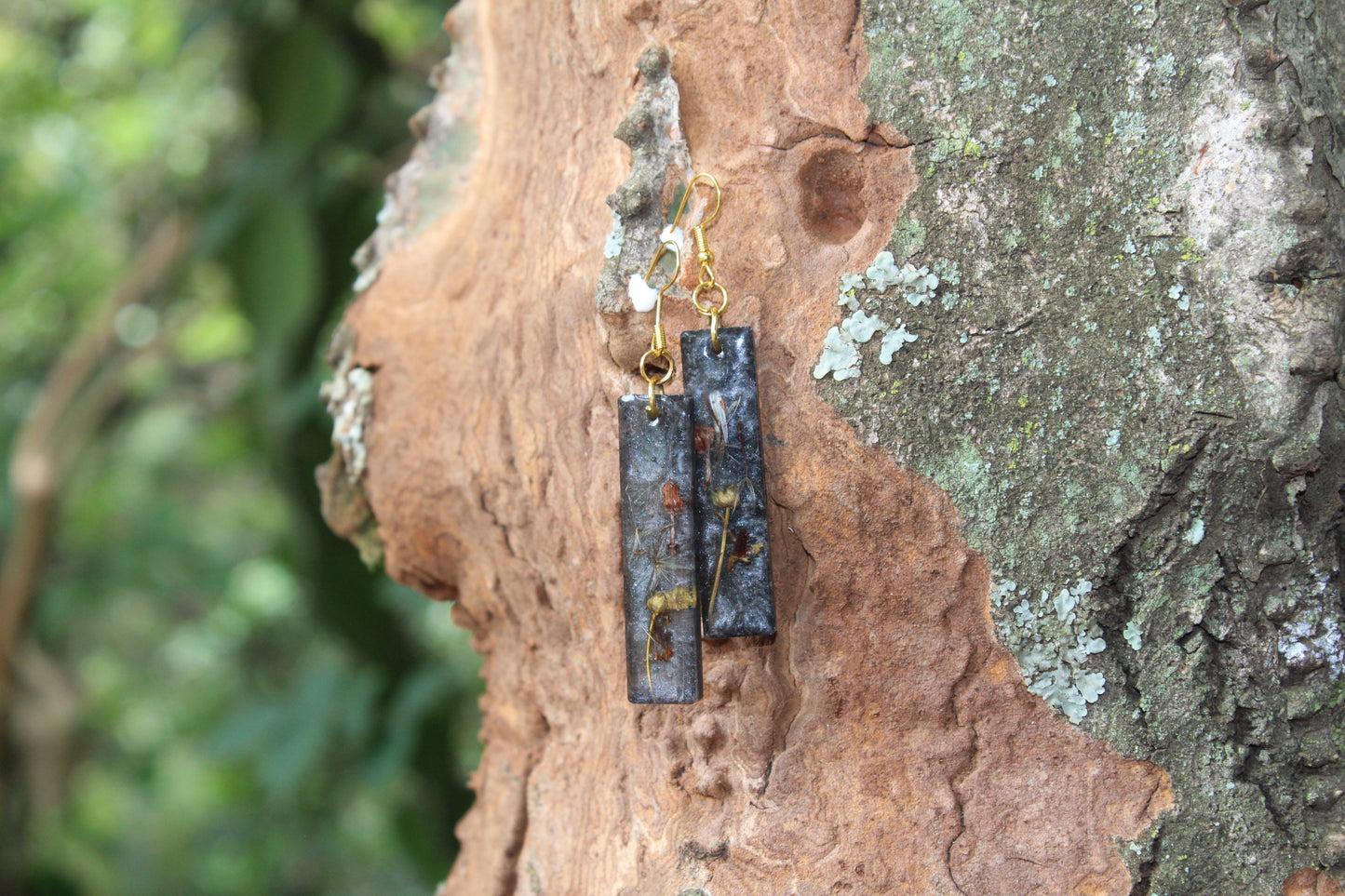 Noir Blossom Rectangle Earrings