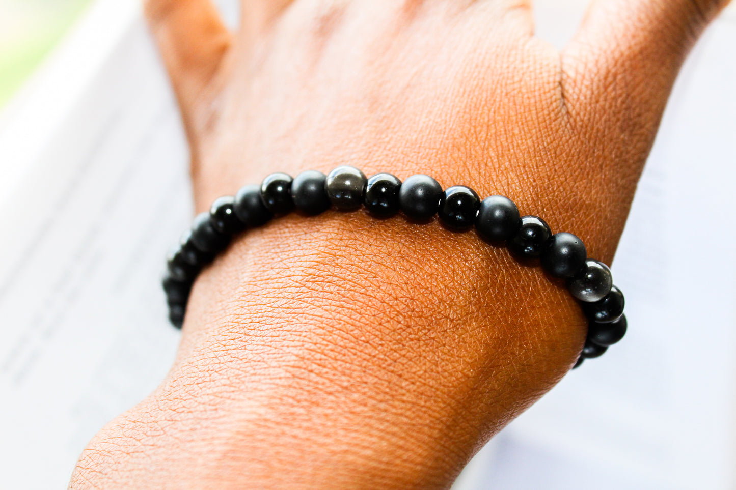 Triple Protection Bracelet - Black Beryl, Golden Black Obsidian, Black Agate Bracelet