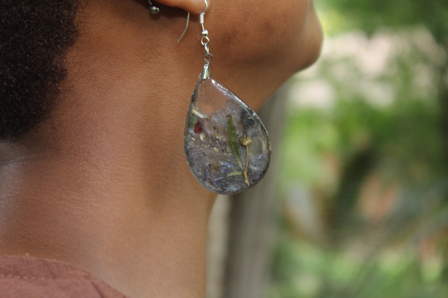 Crimson Bloom Resin Earrings Collection