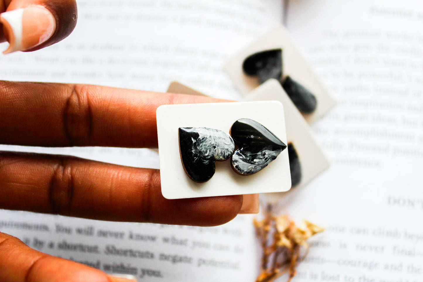 Abstract Monochrome Heart Studs