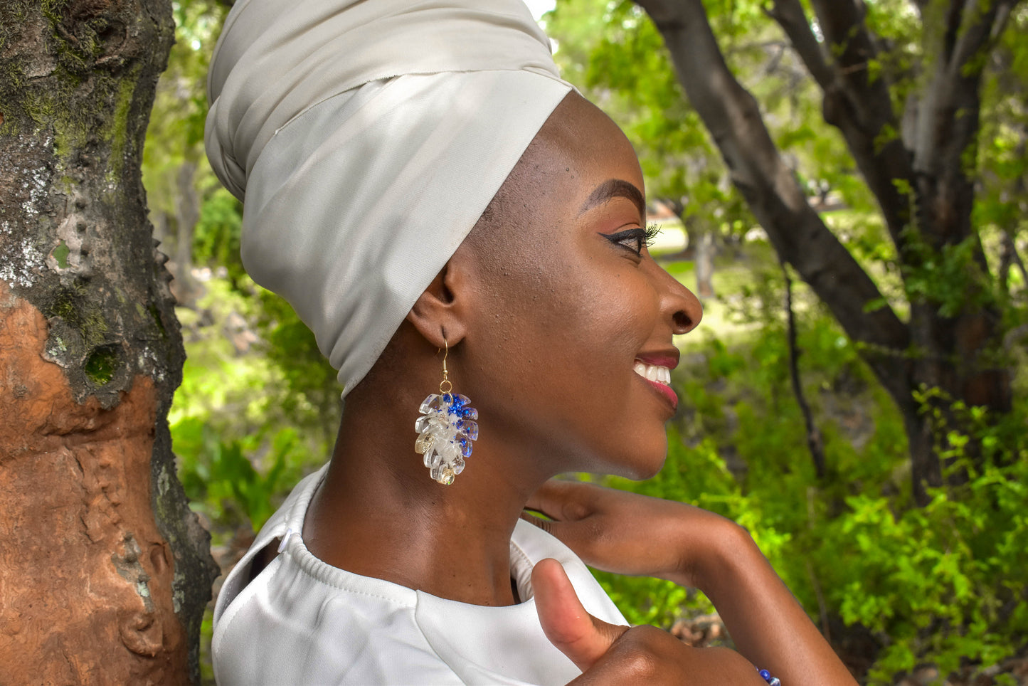 Blue & Gold Resin Earrings