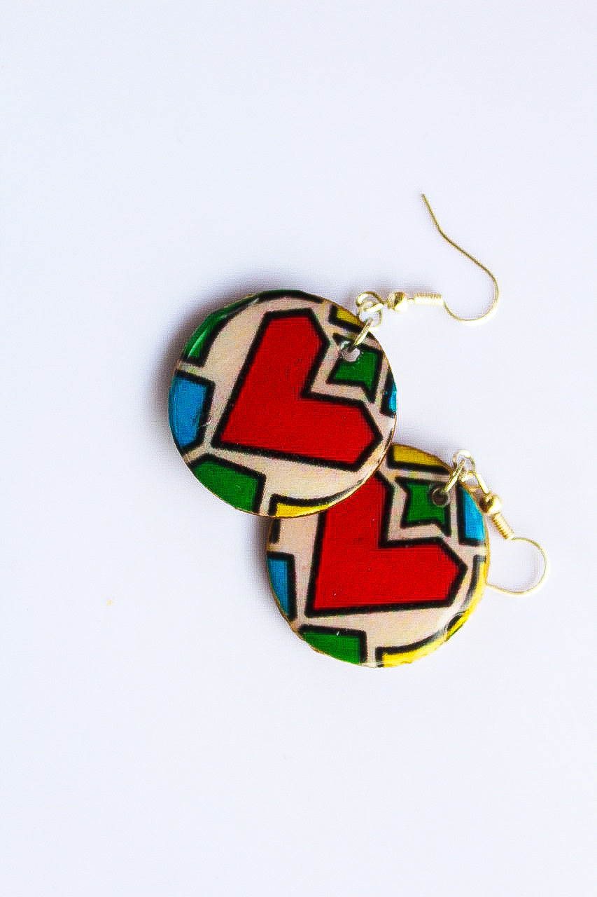 Ndebele Print Round Dangles