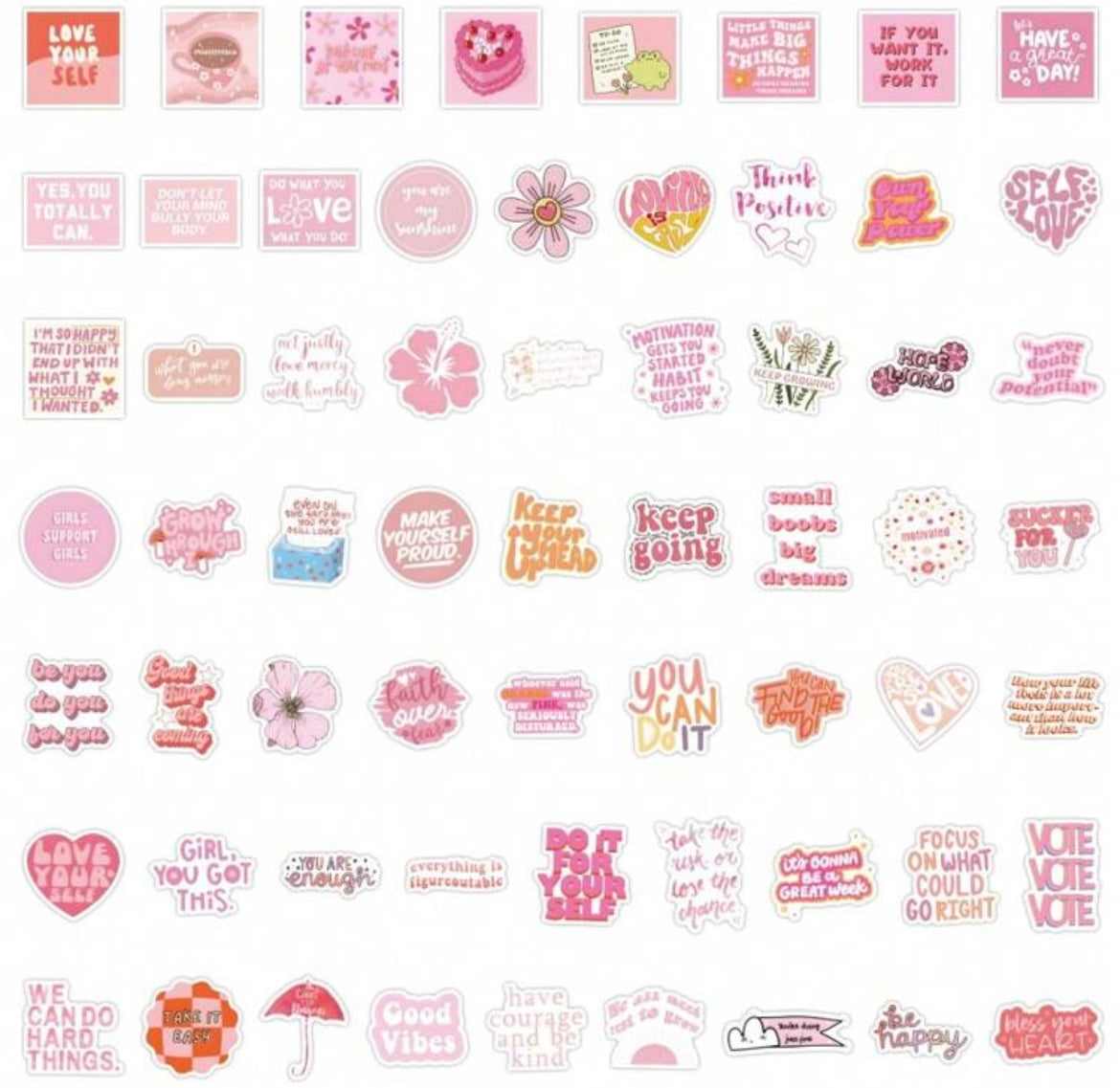 Pink Positivity Vinyl Stickers