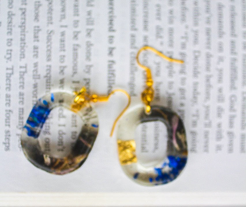 Blue & Gold Resin Earrings