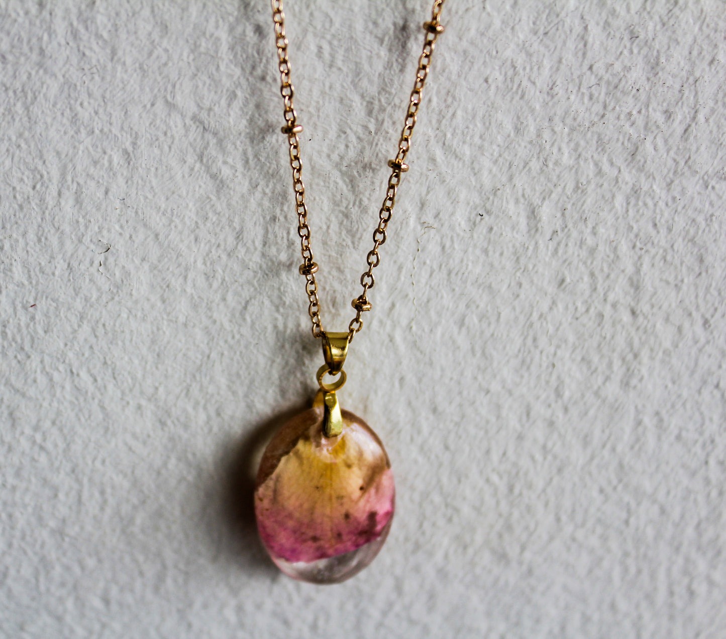 Pink Rose Petal Pendant~O