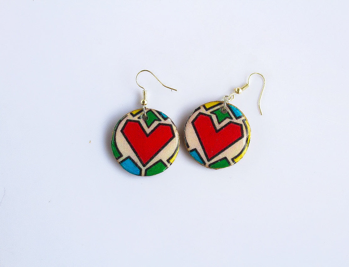 Ndebele Print Round Dangles