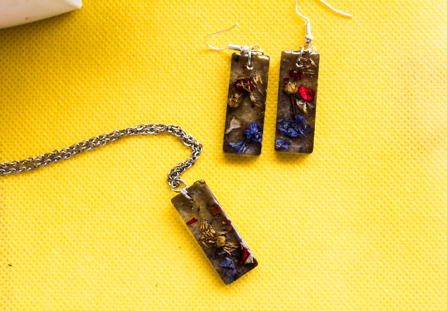 Rosella Blossom Rectangle Earrings/Necklace