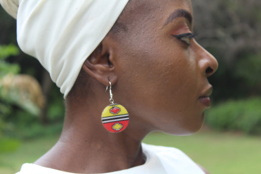 Ndebele Print Round Dangles